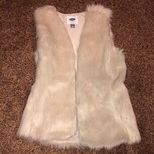 White faux fur vest